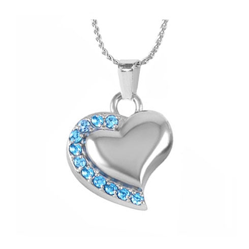 Forever Love Blue Heart Pendant Urn - Love Charms Option