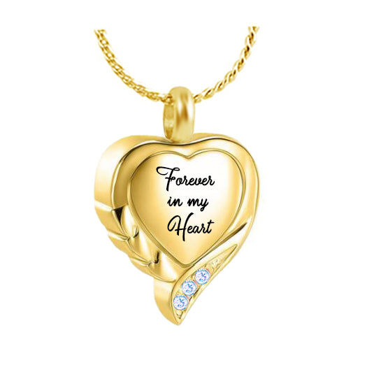 Forever Blue Blush Heart Gold Cremation Jewelry Urn - Love Charms® Option