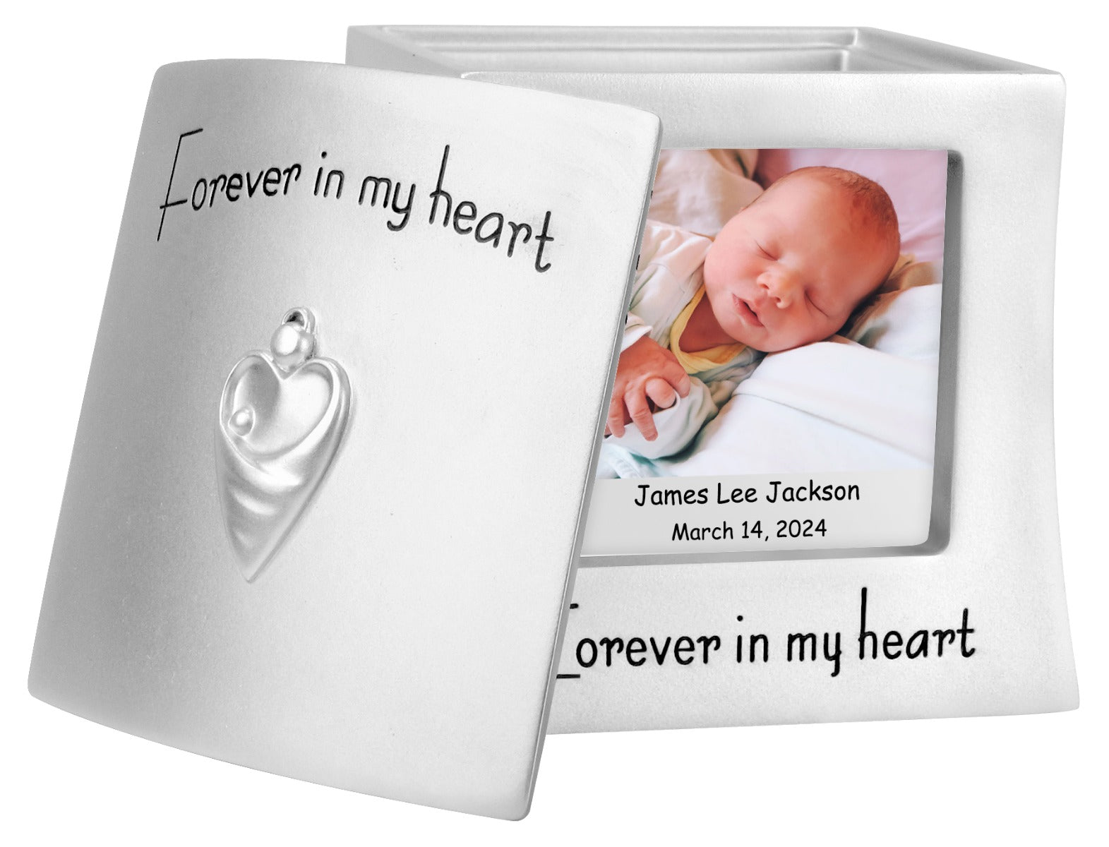 Baby Photo Forever In My Heart Keepsake Urn - Professional Engraving Option
