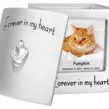 Cat Photo Forever In My Heart Keepsake Urn - Professional Engraving Option