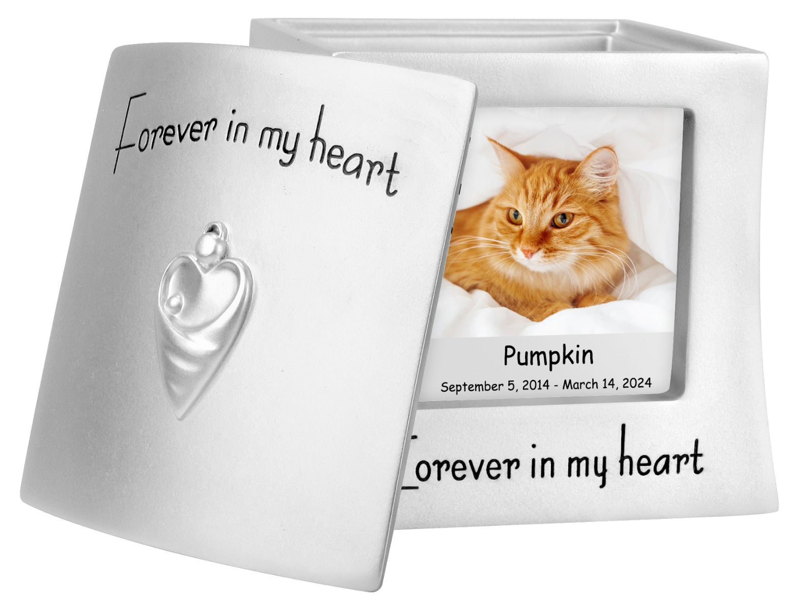 Cat Photo Forever In My Heart Keepsake Urn - Professional Engraving Option