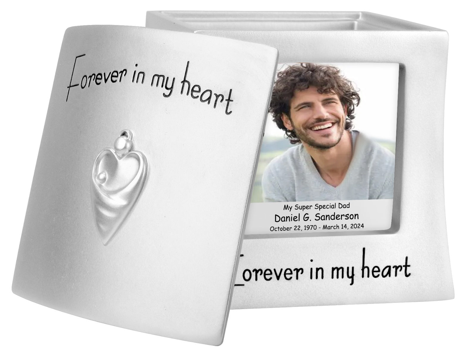 Mom or Dad Photo Forever In My Heart Keepsake Urn - Professional Engraving Option