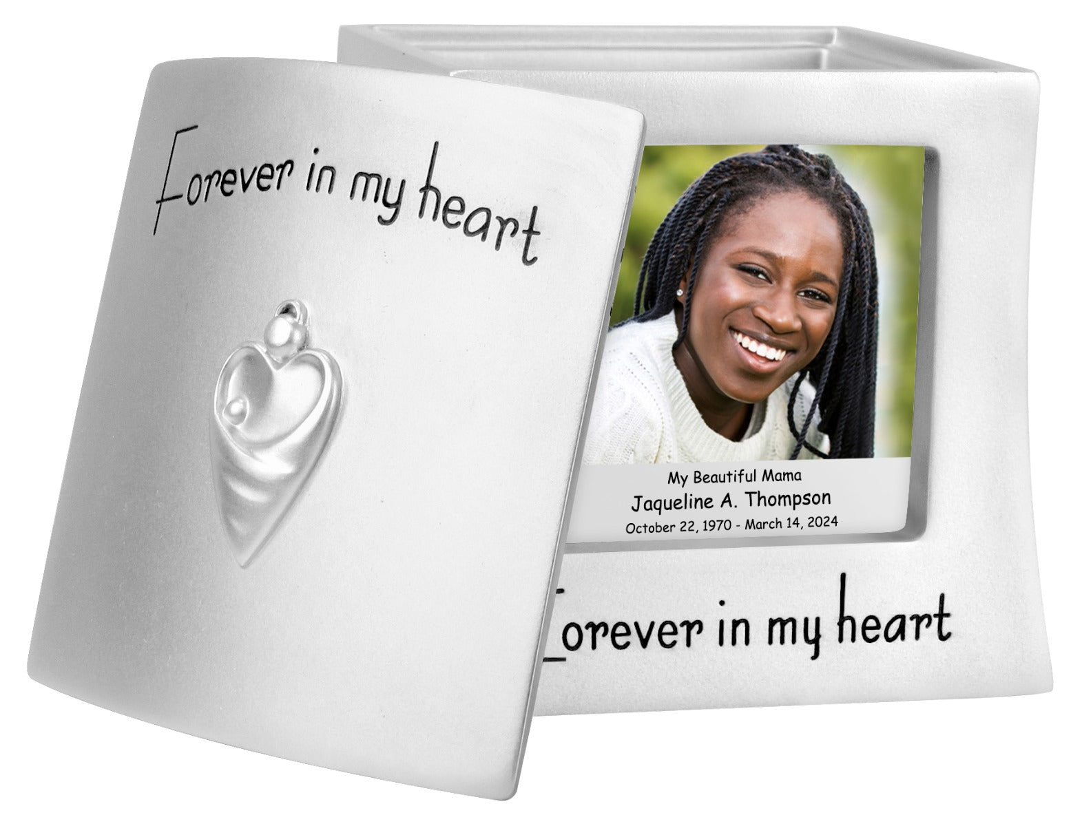 Mom or Dad Photo Forever In My Heart Keepsake Urn - Professional Engraving Option