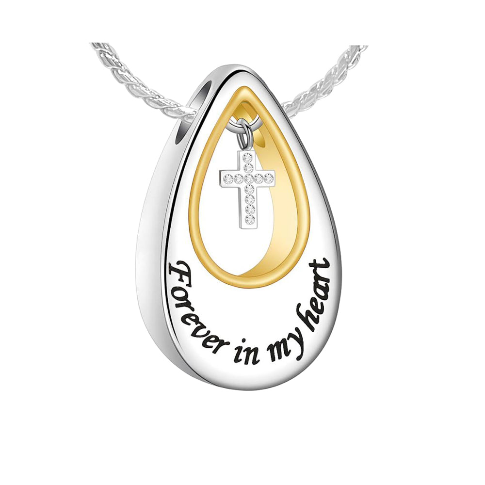 Forever In My Heart Teardrop Cross Jewelry Pendant Urn - Love Charms® Option
