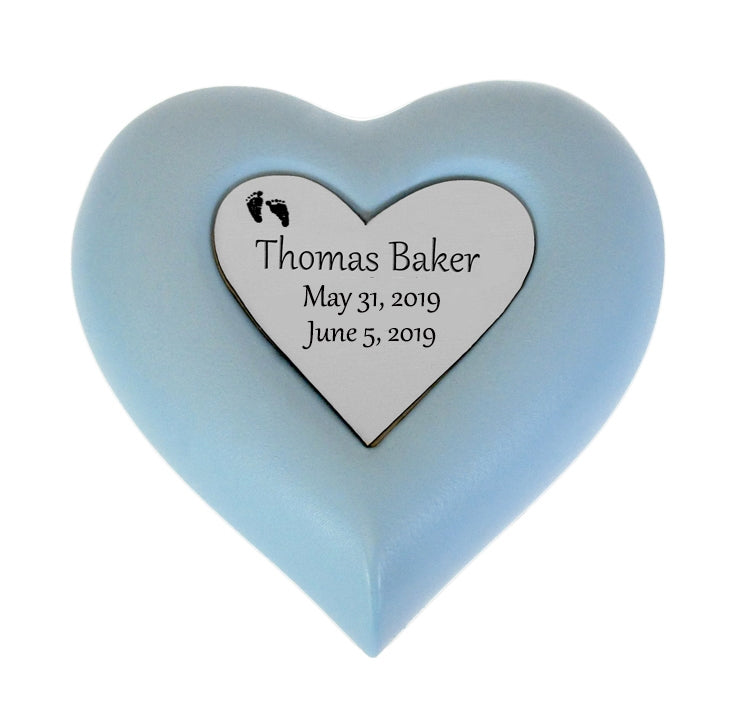 Forever Baby Blue Heart Urn - Photo Option