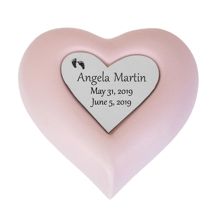 Forever Baby Pink Heart Urn - Photo Option