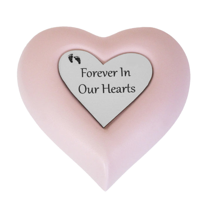 Forever Baby Pink Heart Urn - Photo Option