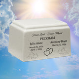 Forever Loved Twins Cultured Marble Cream Baby Urn - Free Engraving