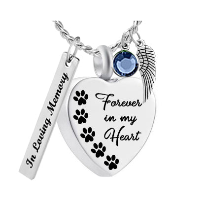 Forever In My Heart Paws Pendant Urn - Love Charms™ Option