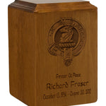 Fraser Family Badge Wood Urn For Ashes 