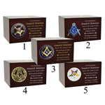 Masonic & OES Emblem Wood Cremation Urns - Free Laser Engraving