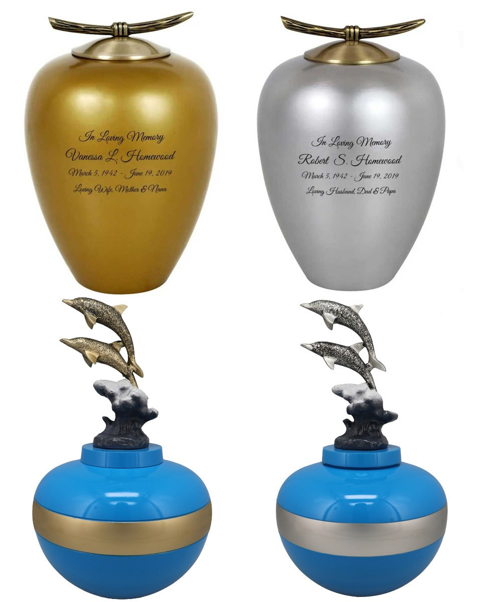 Free Cremation Adult Urns - Shipping Fee Required - Choose Engraving - Burial Vault Option 