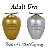 Free Cremation Adult Urns - Shipping Fee Required - Choose Engraving - Burial Vault Option 