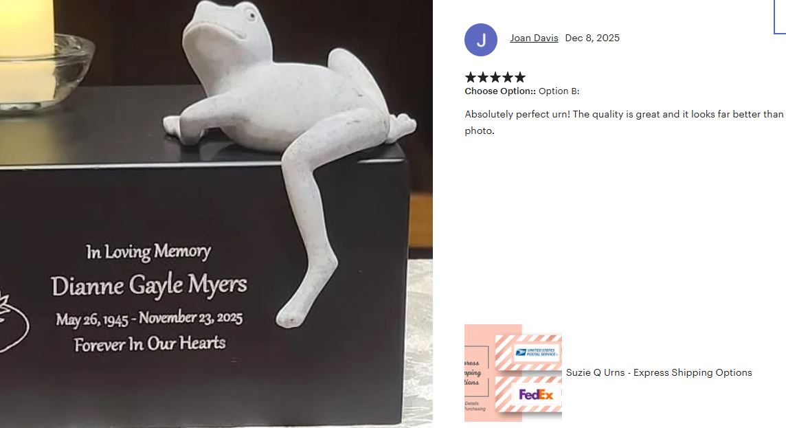 Frog at the Lily Pond Youth Cremation Urn