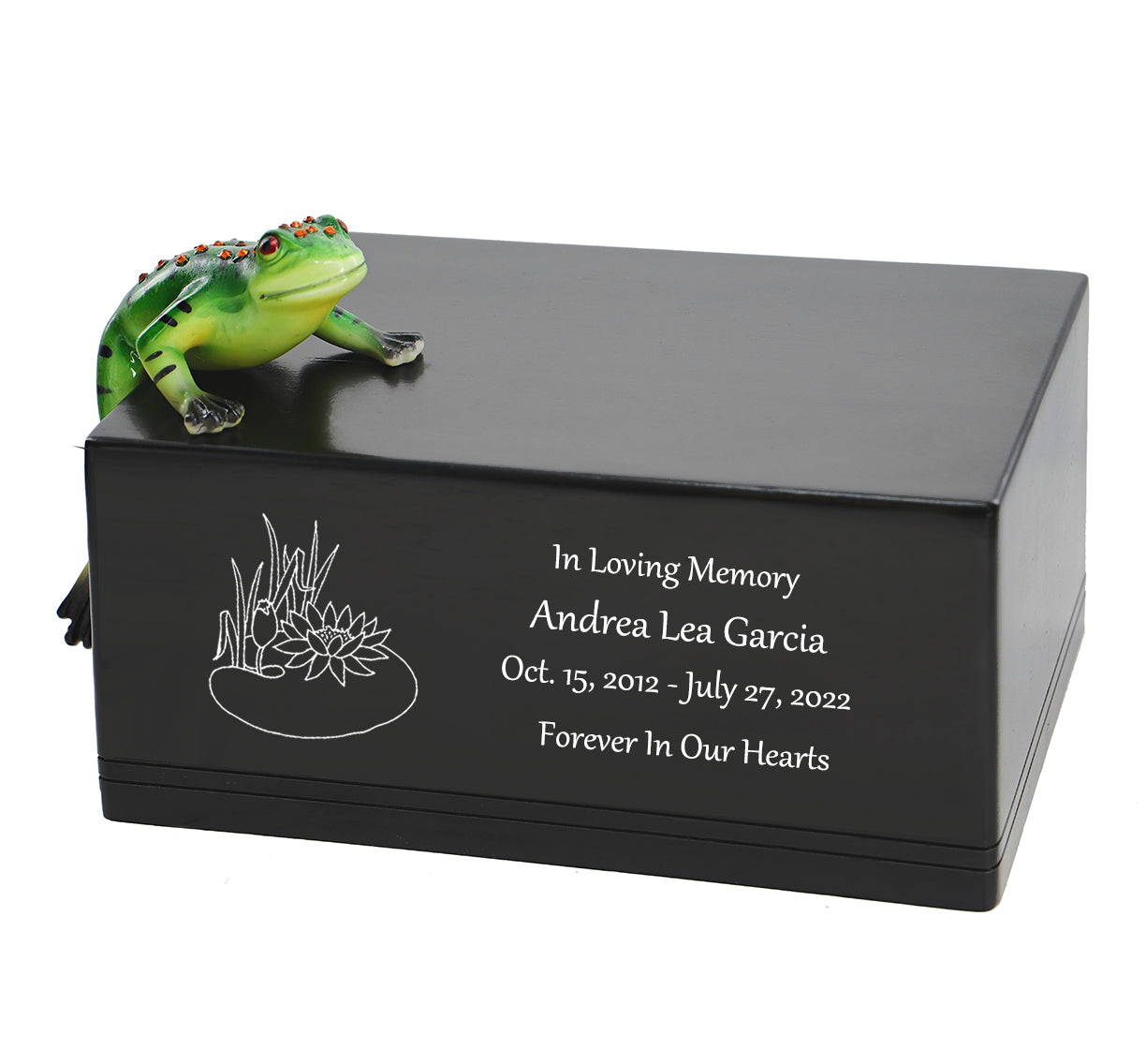 Green Frog at the Lily Pond Adult Cremation Urn - Free Engraving