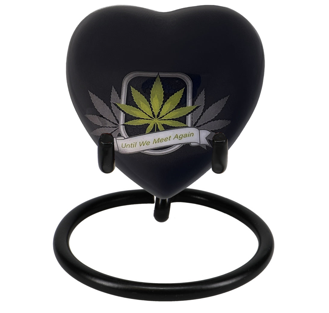Until We Meet Again Marijuana Heart Keepsake Urn - Stand Option