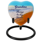 Always In Our Hearts Beach Heart Keepsake Urn - Stand Option