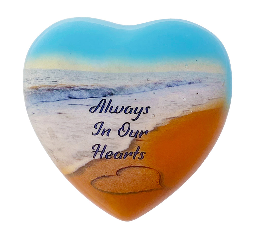 Always In Our Hearts Beach Heart Keepsake Urn - Stand Option