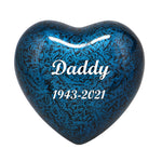 Blue Marbled Heart Keepsake Urn - Stand Option