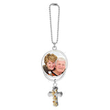 Rose Cross Urn & Photo Medallion Christmas Ornament