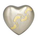 Footprints Brass Heart Keepsake Urn - Stand Option