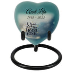 I Love You To The Moon And Back Heart Keepsake Urn - Stand Option