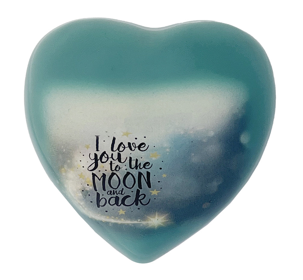I Love You To The Moon And Back Heart Keepsake Urn - Stand Option