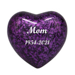 Purple Marbled Heart Keepsake Urn - Stand Option