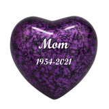 Purple Marbled Heart Keepsake Urn - Stand Option