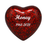 Red Marbled Heart Keepsake Urn - Stand Option