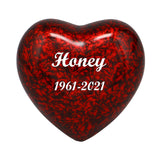 Red Marbled Heart Keepsake Urn - Stand Option