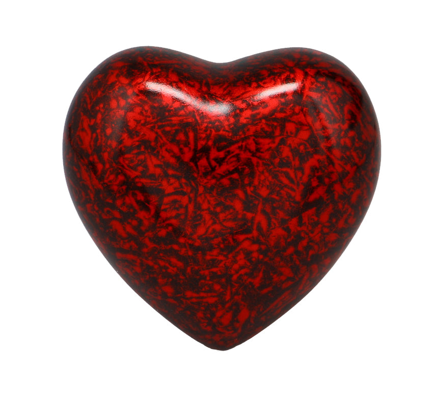 Red Marbled Heart Keepsake Urn - Stand Option