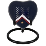 Veteran Flag Heart Keepsake Urn - Stand Option