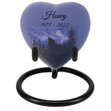 Winter Wolf Moon Heart Keepsake Urn - Stand Option
