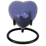 Winter Wolf Moon Heart Keepsake Urn - Stand Option