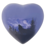 Winter Wolf Moon Heart Keepsake Urn - Stand Option