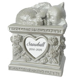 Frosted Angel Cat Garden Cremation Urn - Free Engraving
