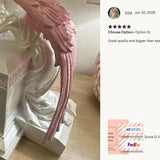 Weeping Angel Photo Pearl White Adult Cremation Urn - Custom Plate and Wings - Beautiful Mourning Angel