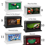 Gambling, Pool Table, Gamer, Chess & Bowling Adult or Medium Wood Keep The Memory® Cremation Urn 