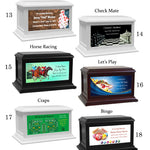 Gambling, Pool Table, Gamer, Chess & Bowling Adult or Medium Wood Keep The Memory® Cremation Urn 