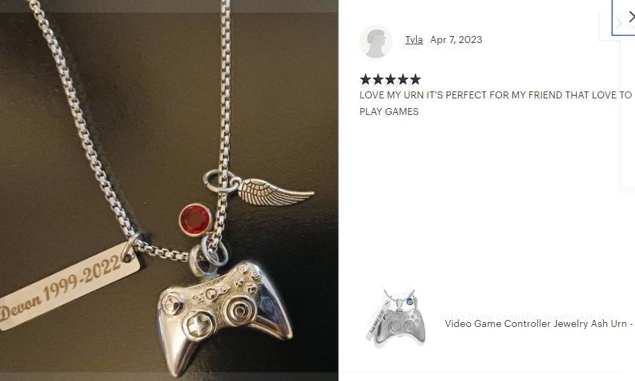 Game Controller Video Jewelry Ash Urn - Love Charms® Option