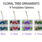 Flowers Memorial Ornament - 3 Lines of Personalization