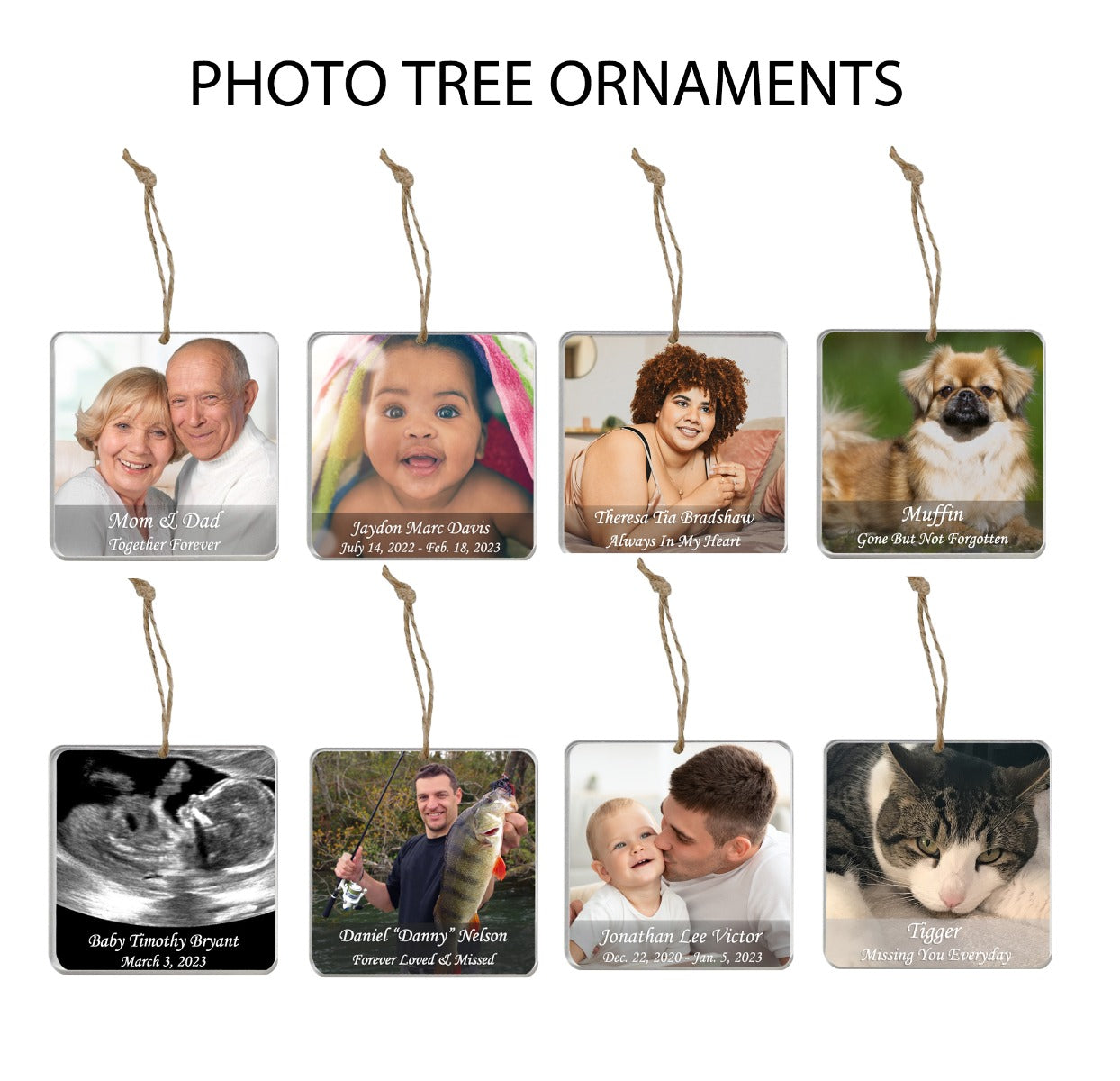 Memorial Photo Ornament - 2 Lines of Personalization