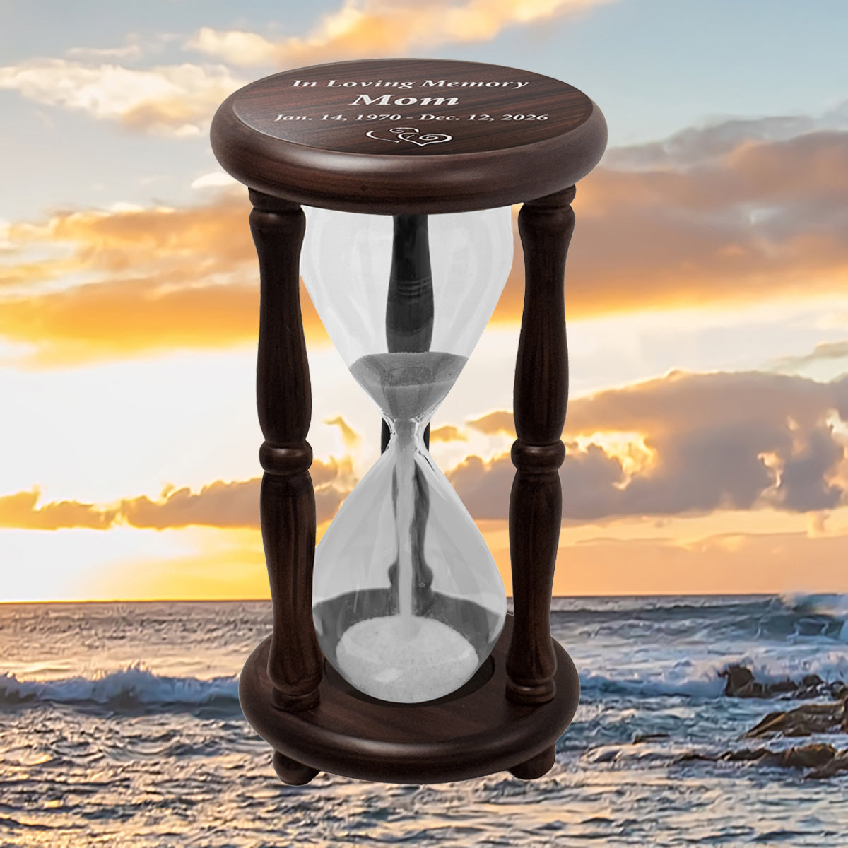 Lifetime Hourglass Keepsake Urn - Giant Walnut Cremation Urn