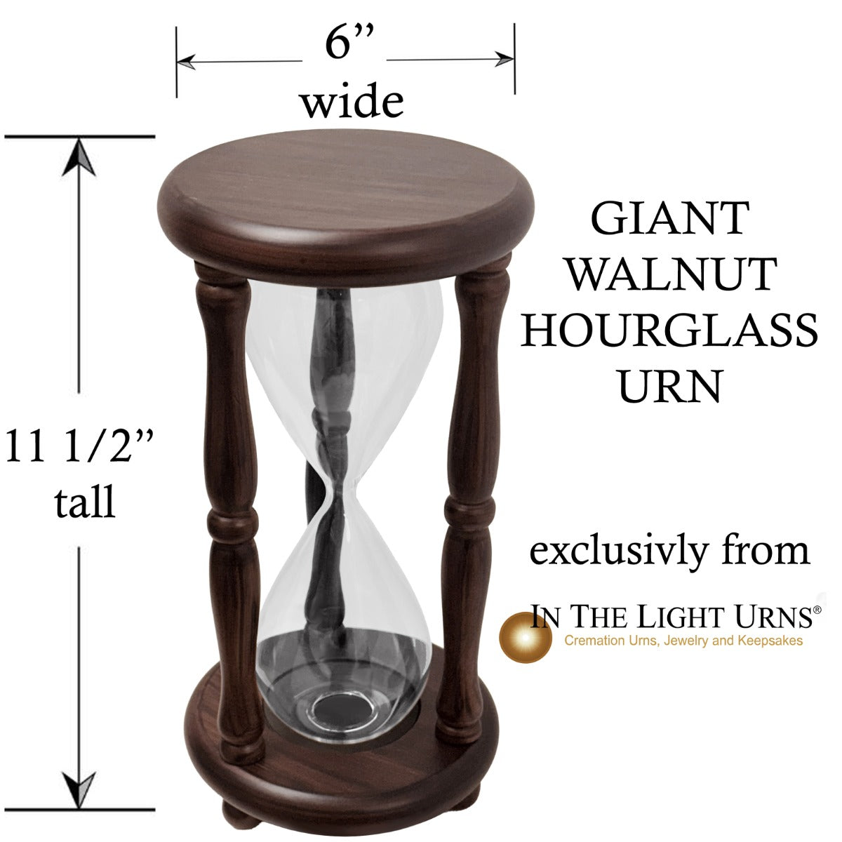 Lifetime Hourglass Keepsake Urn - Giant Walnut Cremation Urn