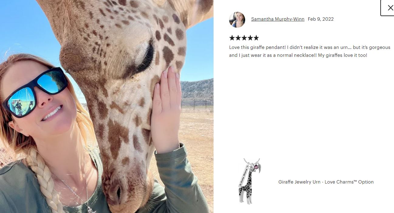 Giraffe Jewelry Urn - Love Charms™ Option