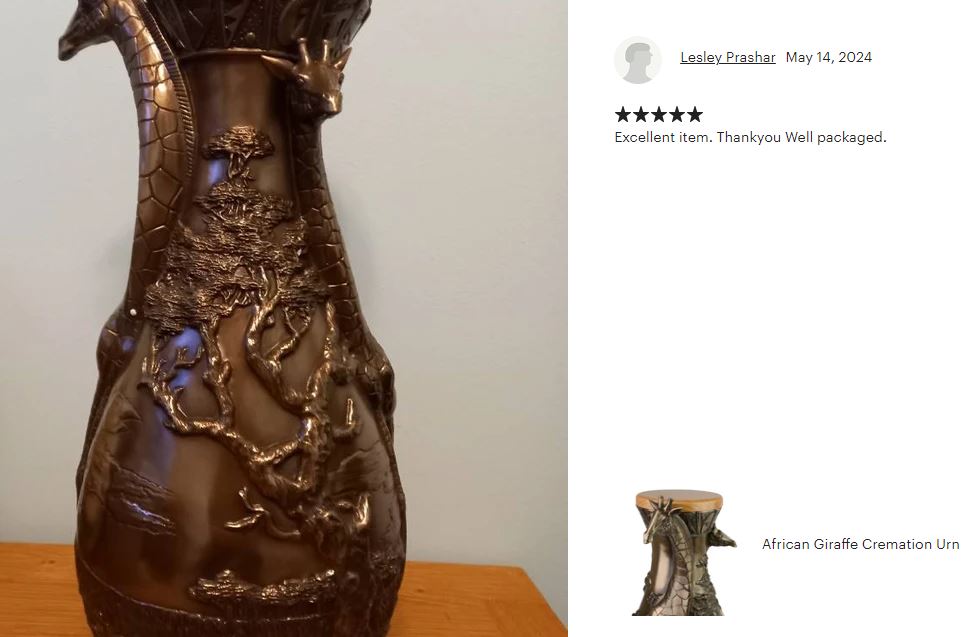 Safari Giraffe Double Cremation Urn - For Two People