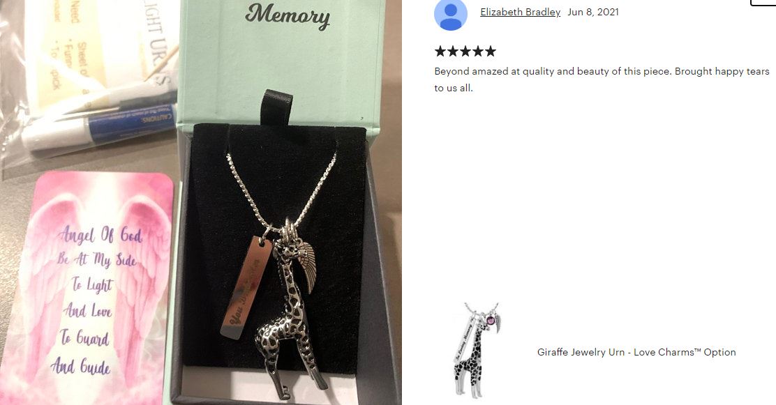 Giraffe Jewelry Urn - Love Charms™ Option