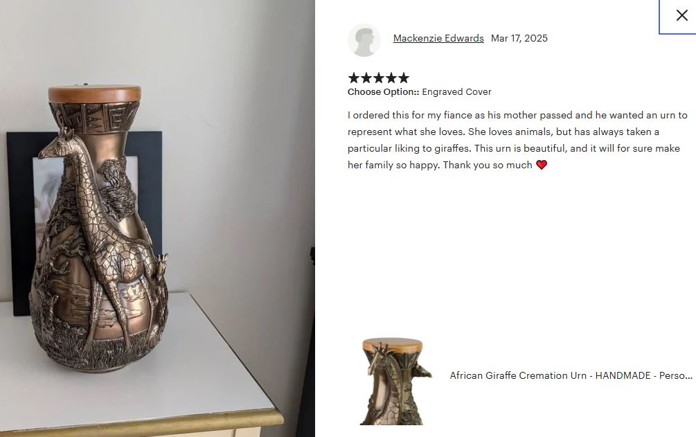 Safari Giraffe Cremation Urn