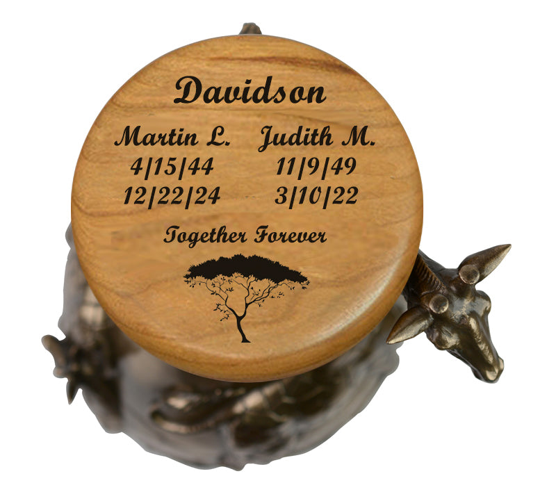Safari Giraffe Double Cremation Urn - For Two People